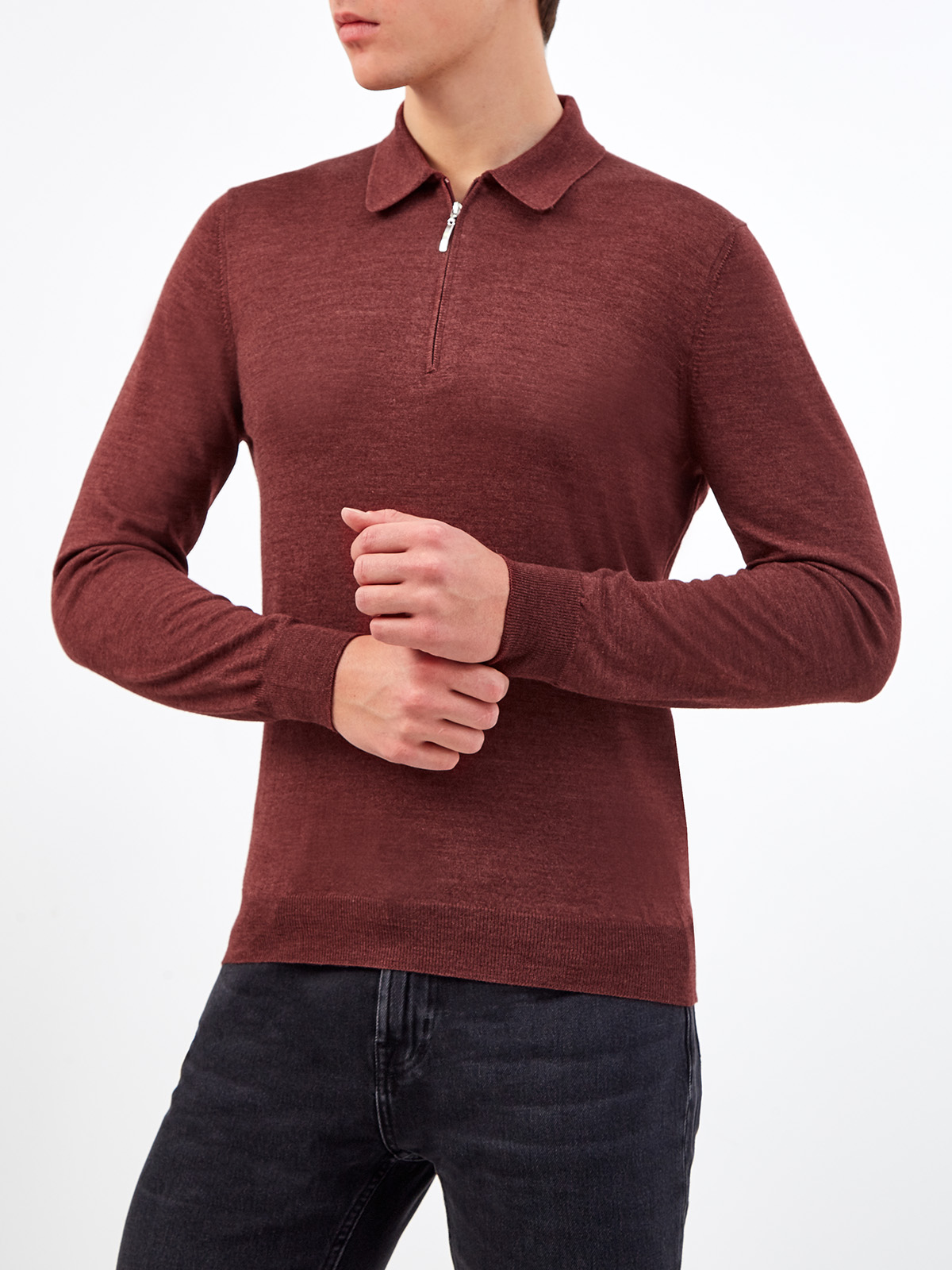 Джемпер из шерсти и шелка с застежкой на молнию GRAN SASSO, цвет бордовый, размер 48;50;52;54;56 - фото 3